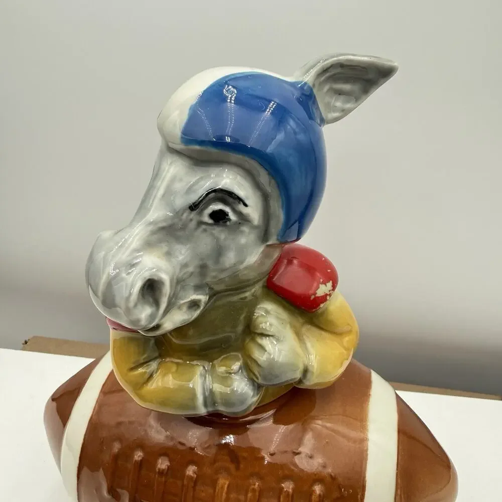 Vintage  1972 Jim Beam Decanter Democratic Donkey Football Jersey‎ Blue Gray